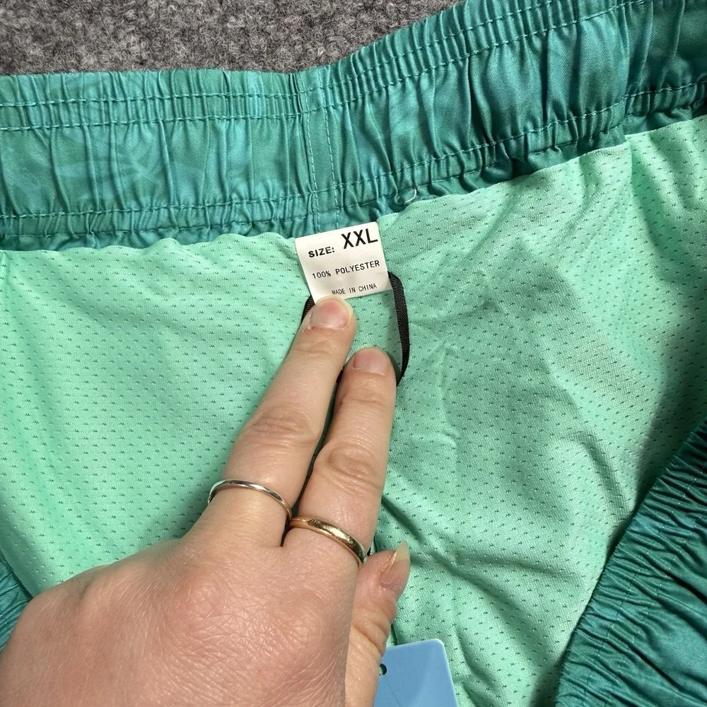 Men's Mint Green Floral Swim Trunks Shorts Aqua‎ Tropical Hibiscus Print Size 2X